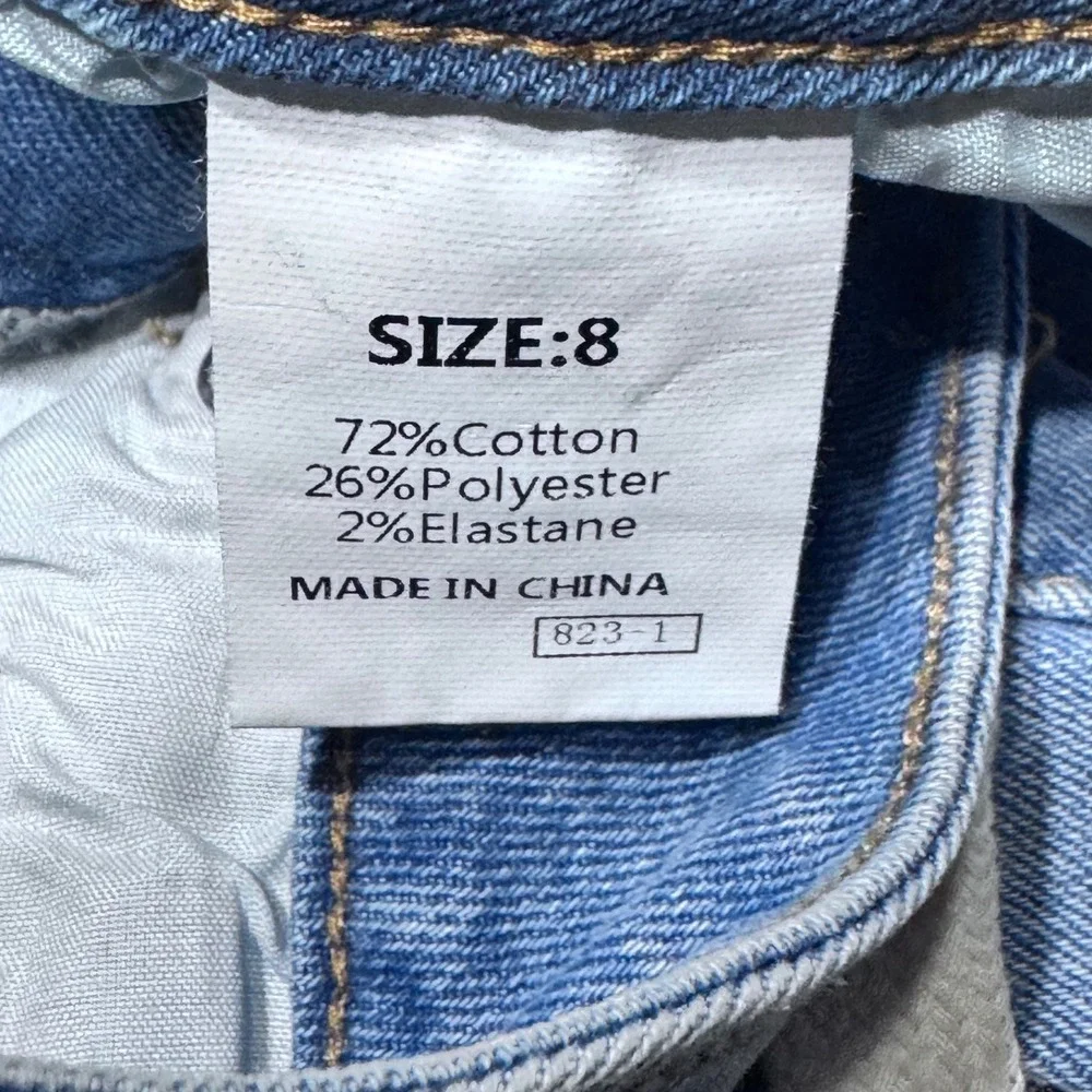 Sidefeel Jeans Womens‎ 8 Denim Light Wash Wide Leg Drawstring Boho Western Blue